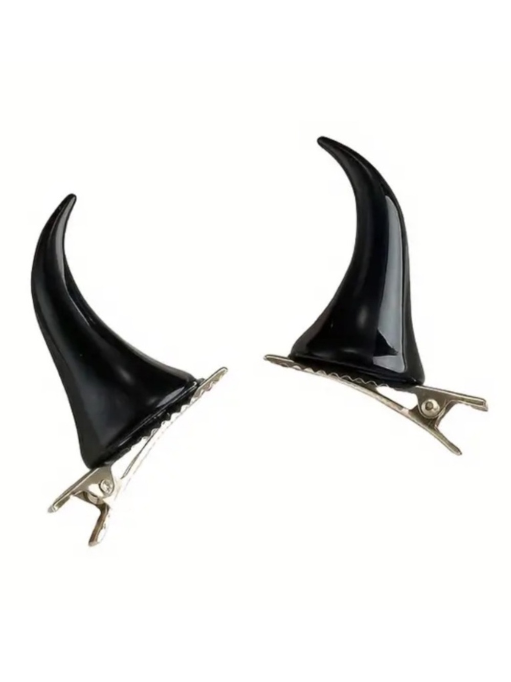Black Devil Horn Hair Clips Gothic Demon Alligator Barrettes Y2K Alt
